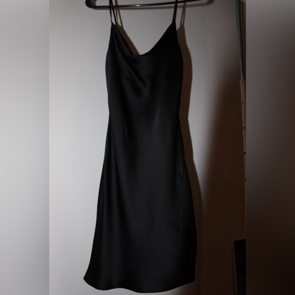 Satin JetBlack mini slip dress from dynamite, XS - Picture 5 of 12